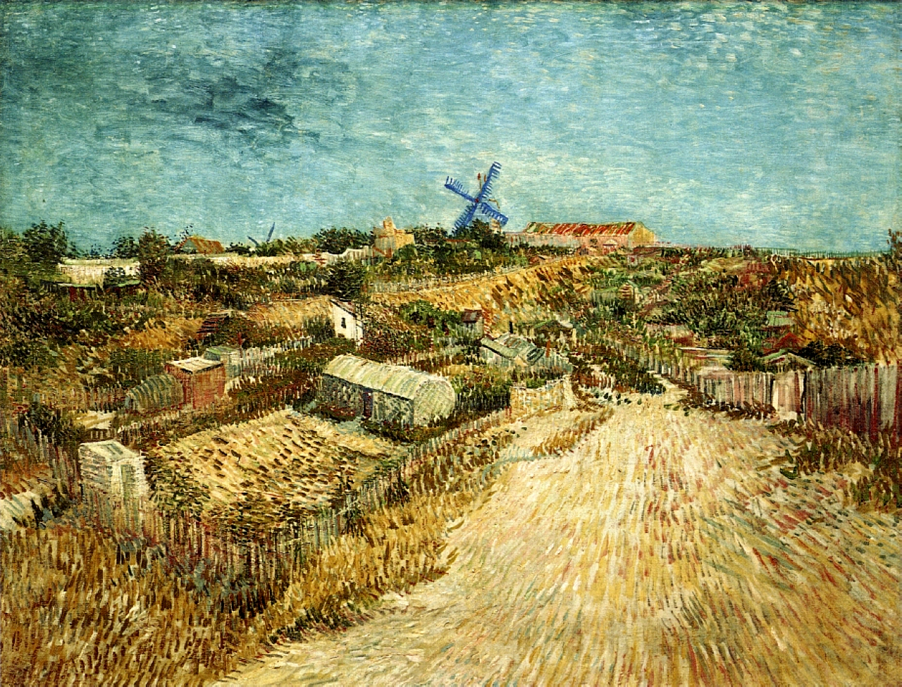 Картина Ван Гога Огороды на Монмартре, холм Монмартр 1887